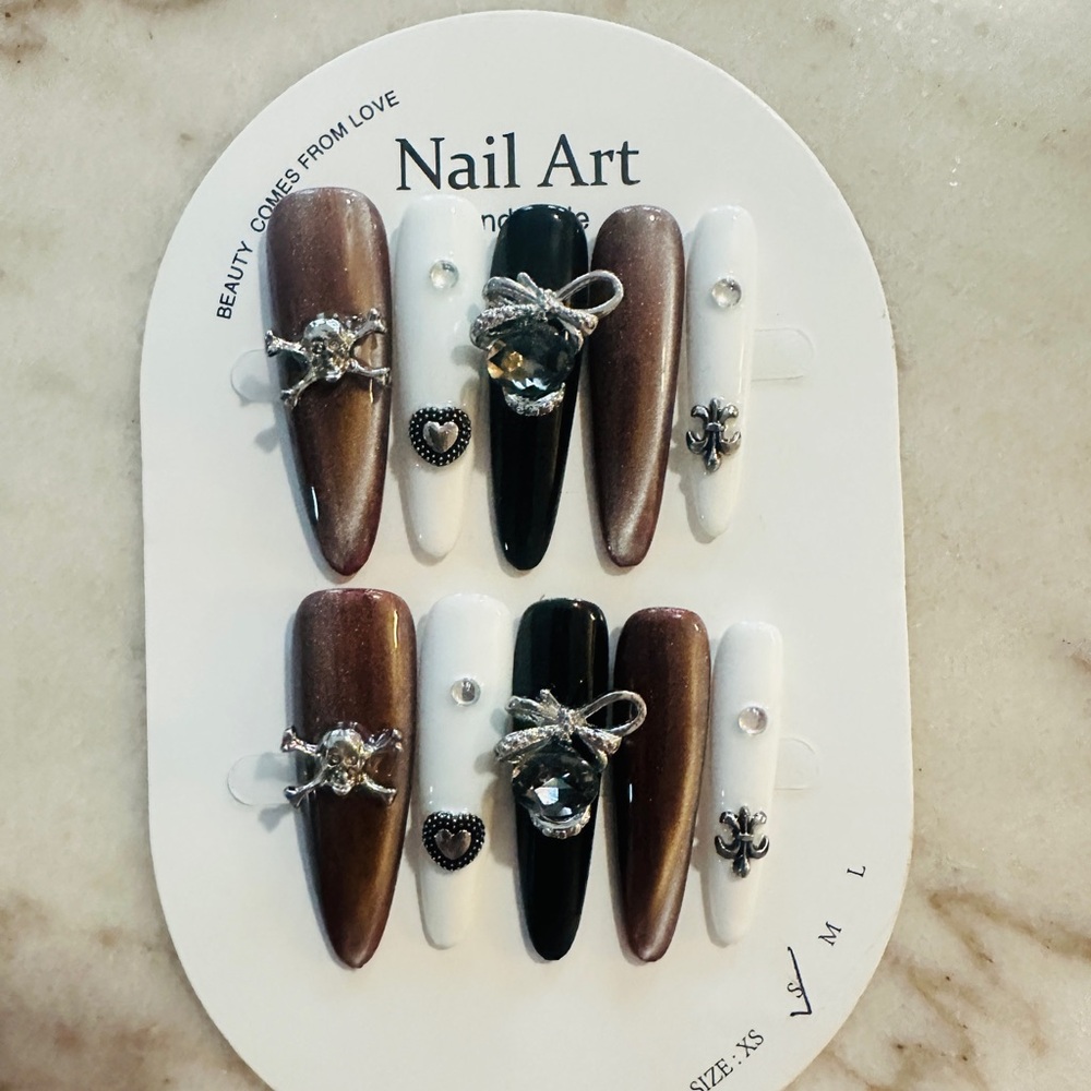 Elegant Brown and Black Nail Art Set